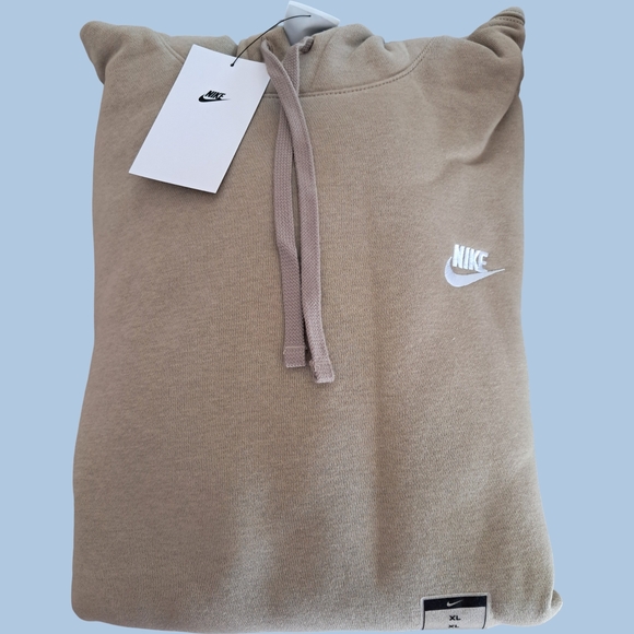 Nike Mens Sportswear Club Fleece Pullover Hoodie Various Sizes NWT Khaki White - Picture 4 of 5